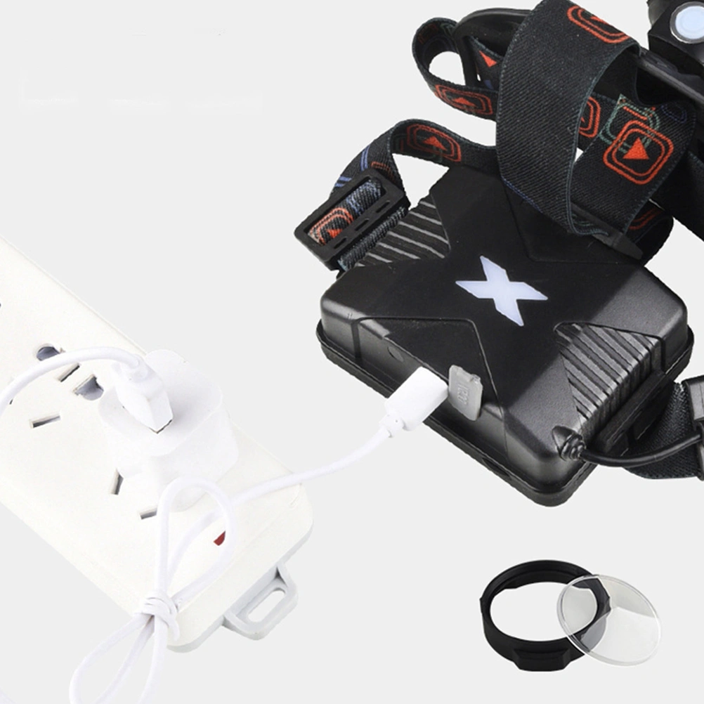 1 Set LED Headlamp USB Rechargeable Headlight Outdoor Warning Flashlight