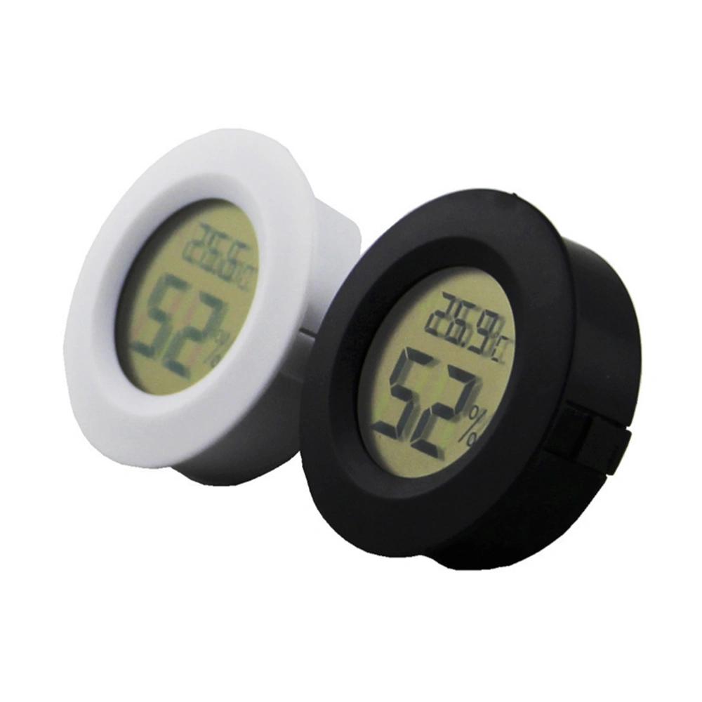 Round Shaped Digital Thermometer Hygrometer Humidity Meter Temperature Display for Indoor Bedroom Home Use (White)