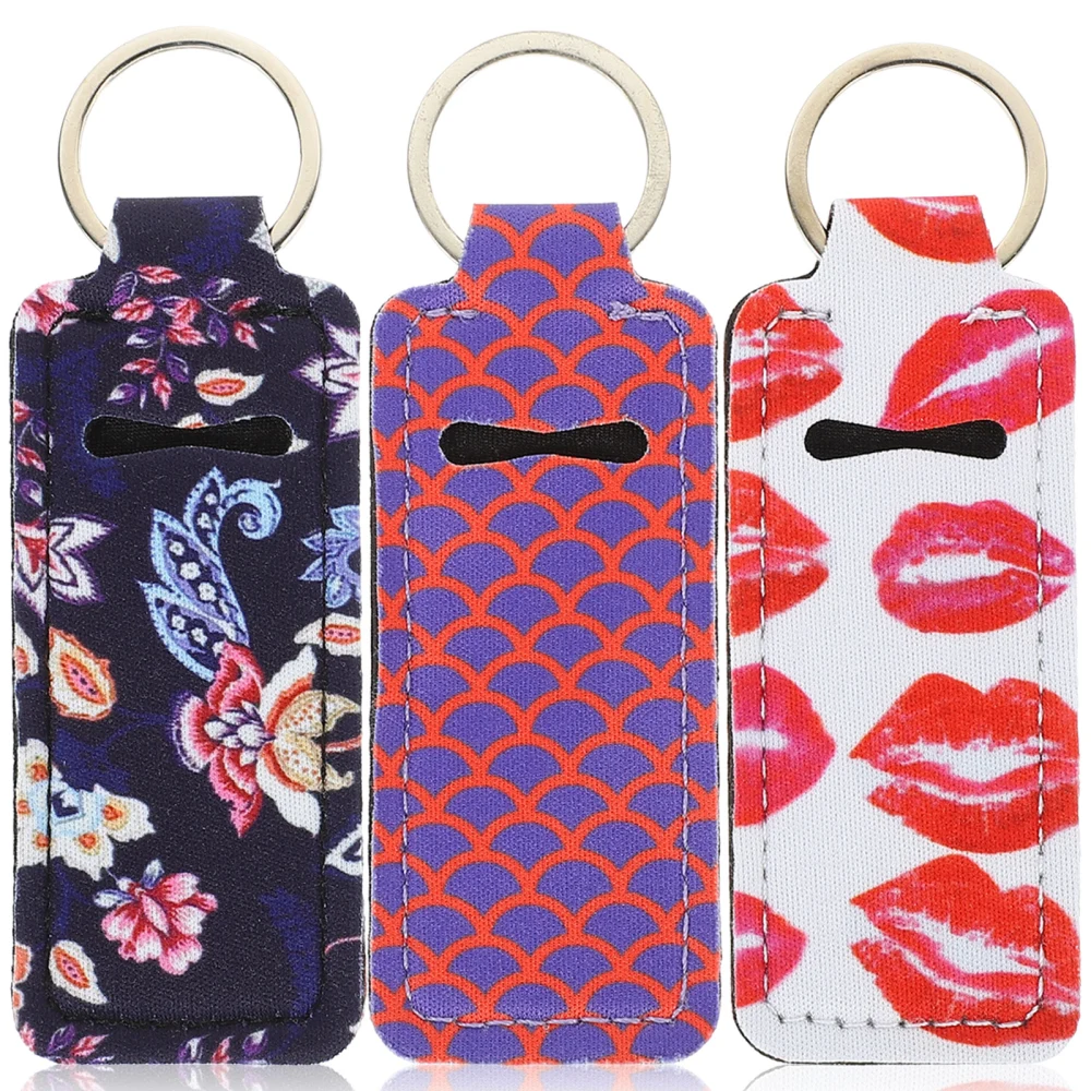 3Pcs Lip Balm Keychain Holder Lipstick Sleeve Keychain Lipstick Holder Lip Balm Container