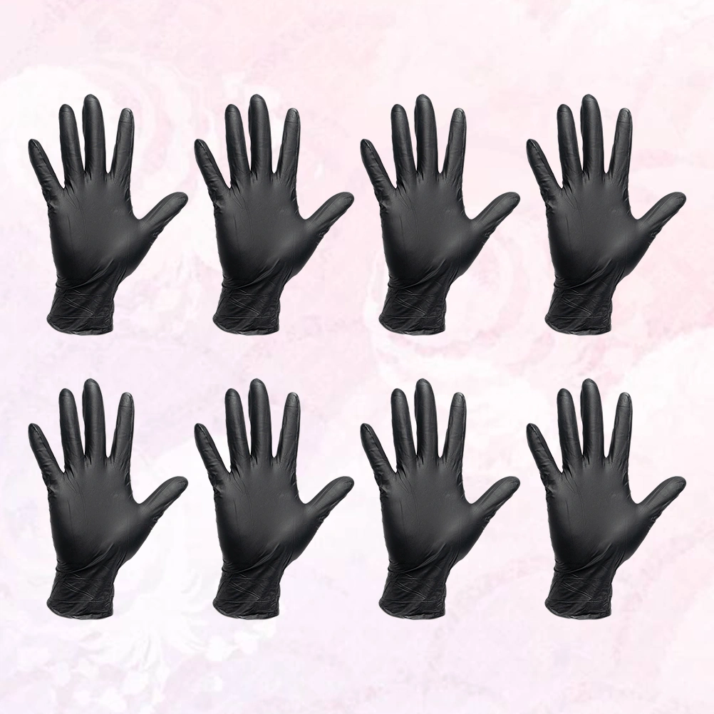 20Pcs Disposable Nitrile Gloves Gloves Hand Protective Gloves Multipurpose Gloves Size L Black