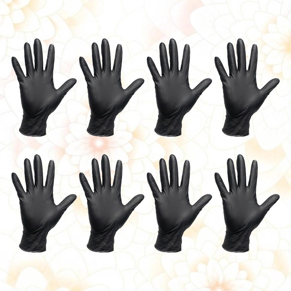 20Pcs Disposable Nitrile Gloves Gloves Hand Protective Gloves Multipurpose Gloves Size L Black