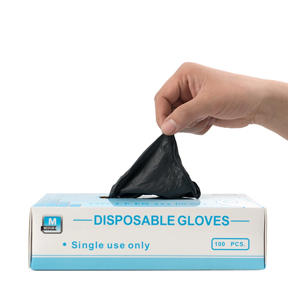 20Pcs Disposable Nitrile Gloves Gloves Hand Protective Gloves Multipurpose Gloves Size L Black