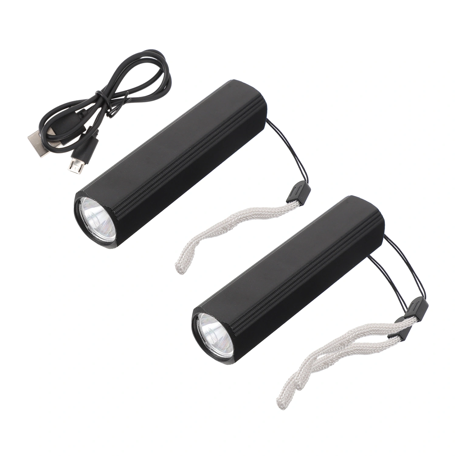 2pcs LED Glare Flashlights Aluminum Mini Flashlights for Outdoor (Black)
