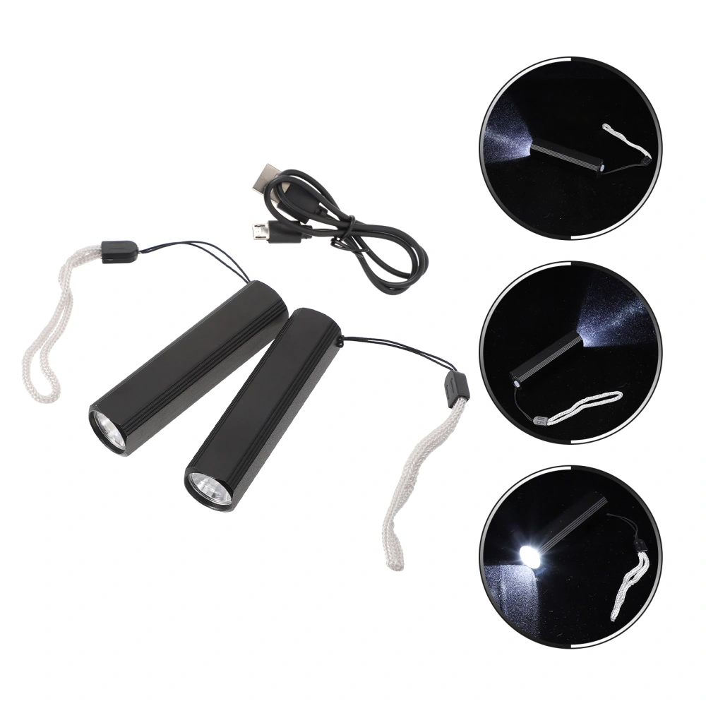 2pcs LED Glare Flashlights Aluminum Mini Flashlights for Outdoor (Black)