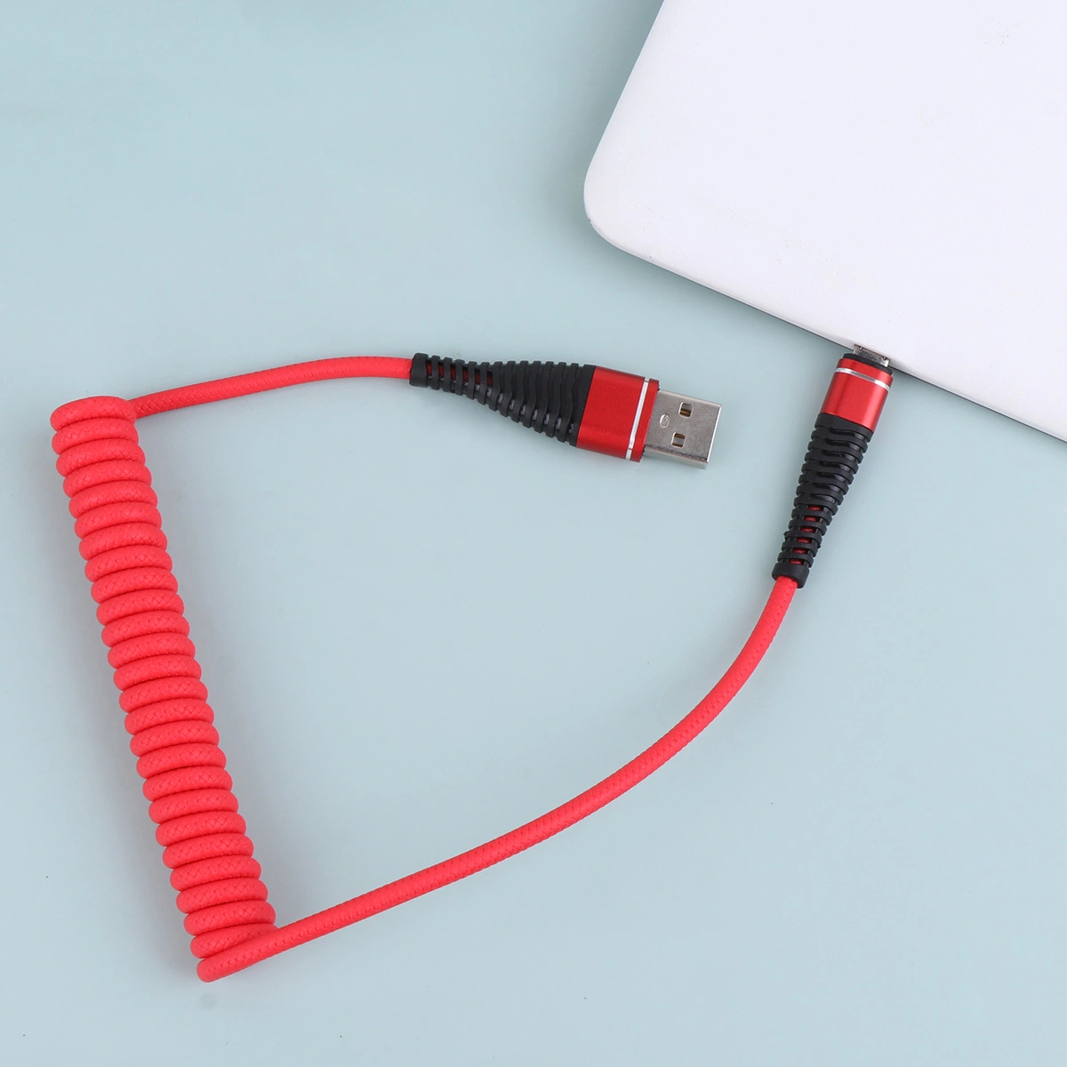 Telescopic Mobile Phone Charging Cable Portable Data Line Useful Data Transmission Charger for Android (Android, Red)