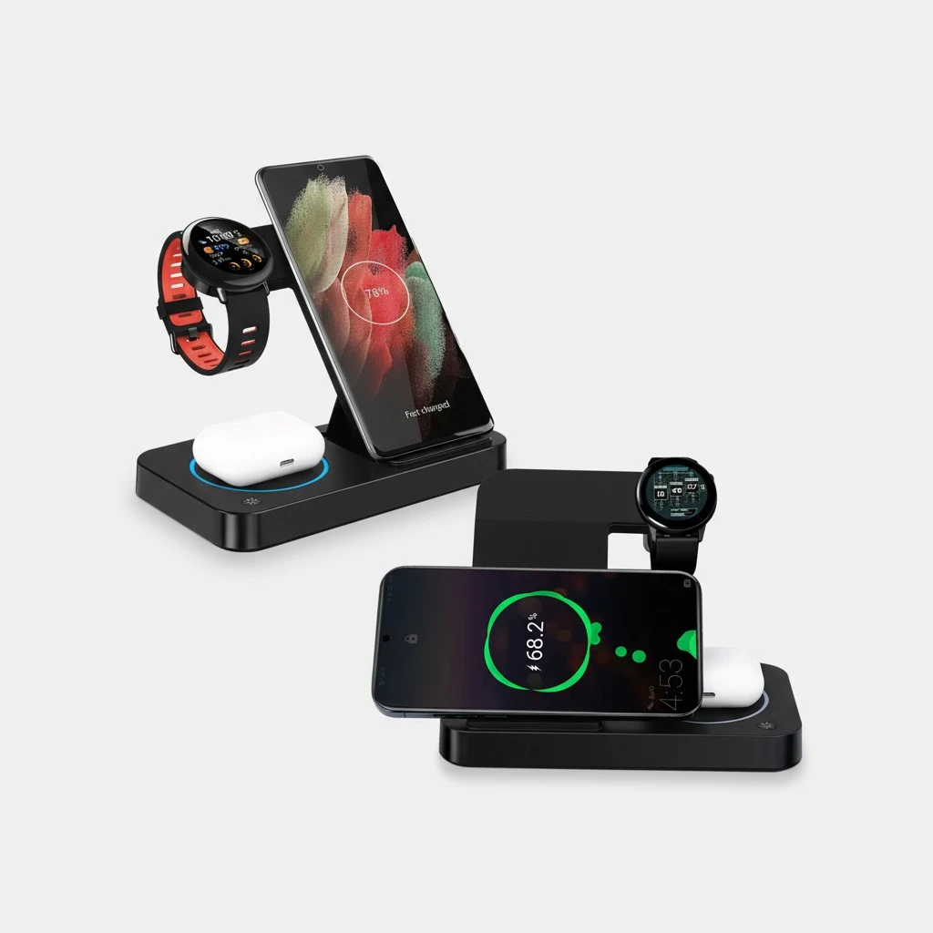 1 Wireless Charger Phone Charging Accessory 3-in-1 Charger Stand Compatible with Samsung Watch Phone Headset