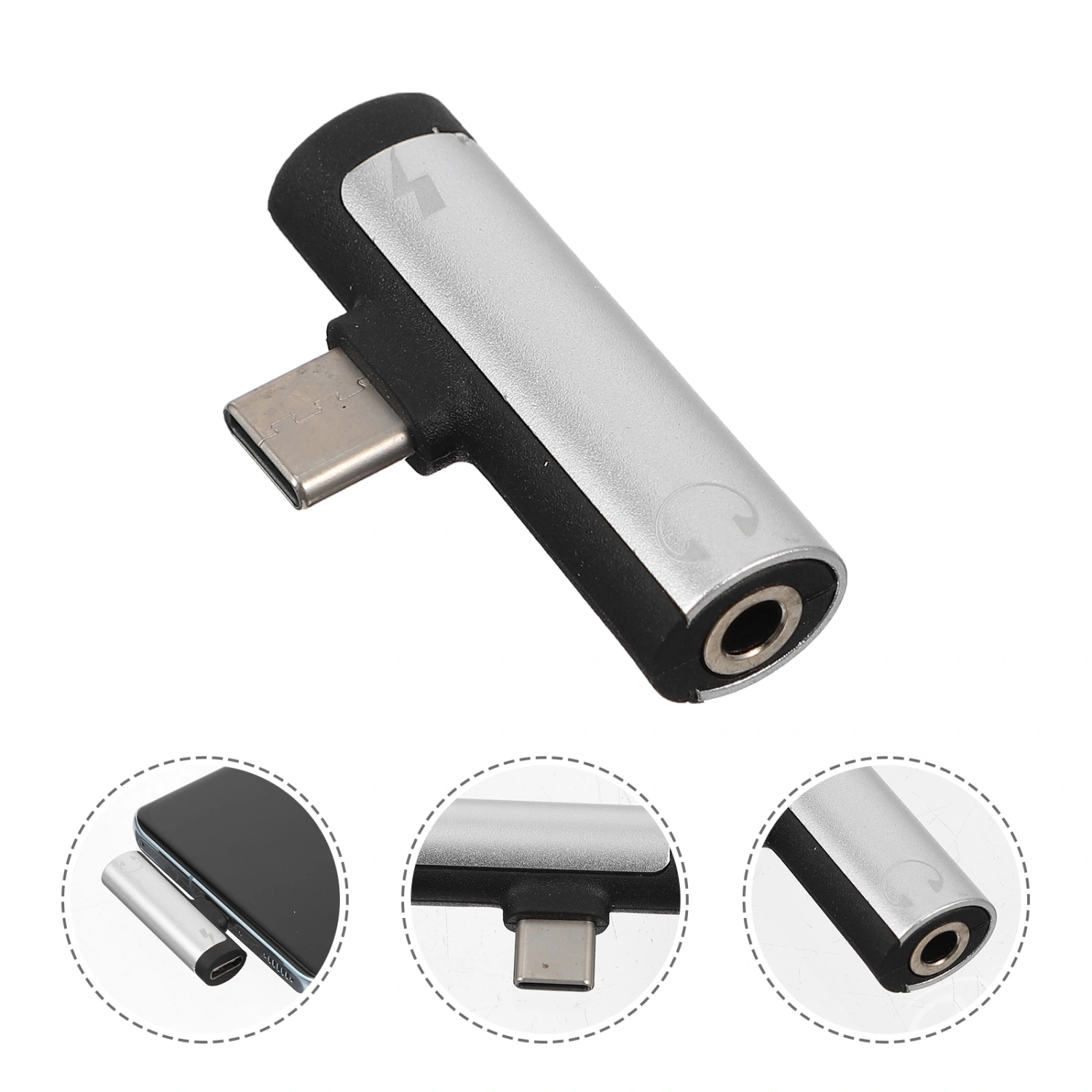 2pcs Headphone Adapter 2-in-1 Type C to 3.5mm Audio Adapter and Fast Charging