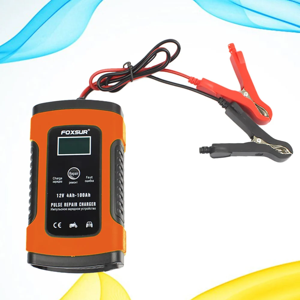 1Pc US Plug 12V 6A Battery Charger Storage Battery Recharger Motocycle Smart Battery Charge (Orange)