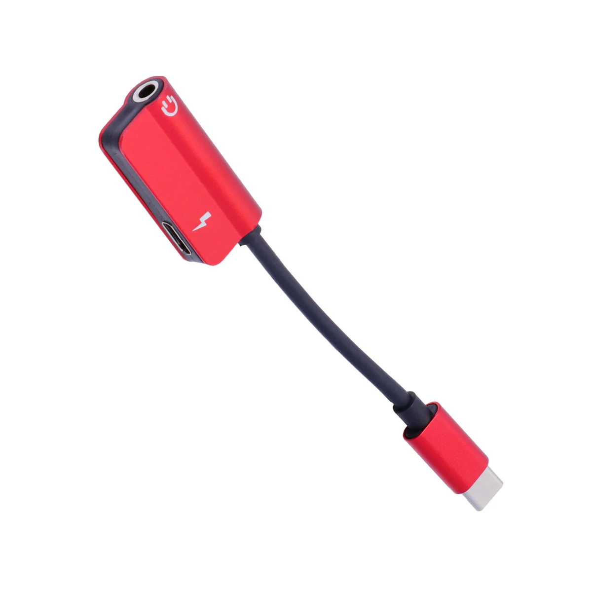 2-in-1USB Type C to 3.5mm Earphone Adapter Charger USB-C Audio Cable 3.5 Jack Headphone Adapter for Phone (Red)
