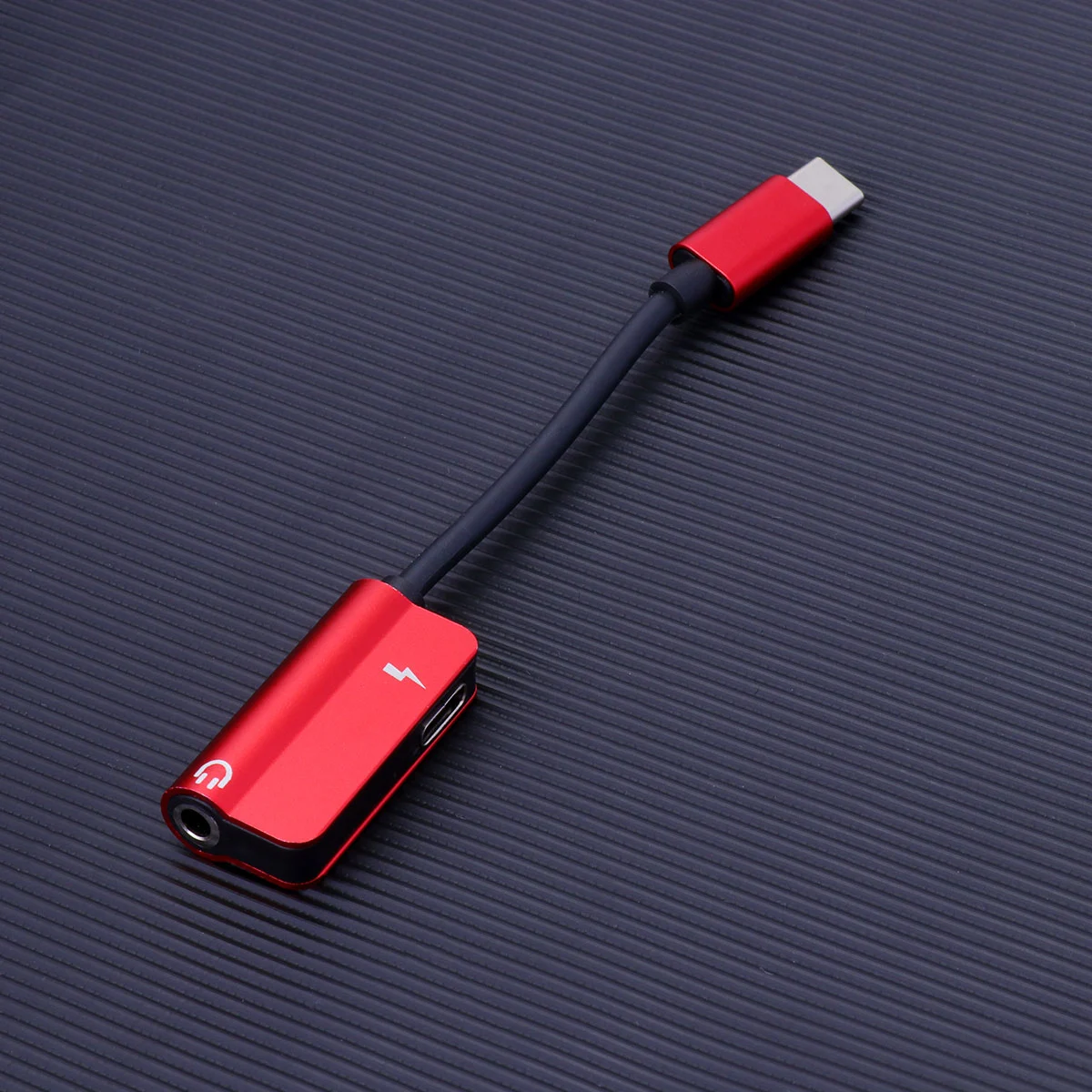 2-in-1USB Type C to 3.5mm Earphone Adapter Charger USB-C Audio Cable 3.5 Jack Headphone Adapter for Phone (Red)