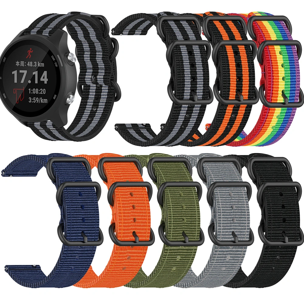 Solid Color Watch Replacement Strap Simple Design Watch Band Nylon Wristband Compatible for Garmin Forerunner 245M/645/Vivo Active3 Orange