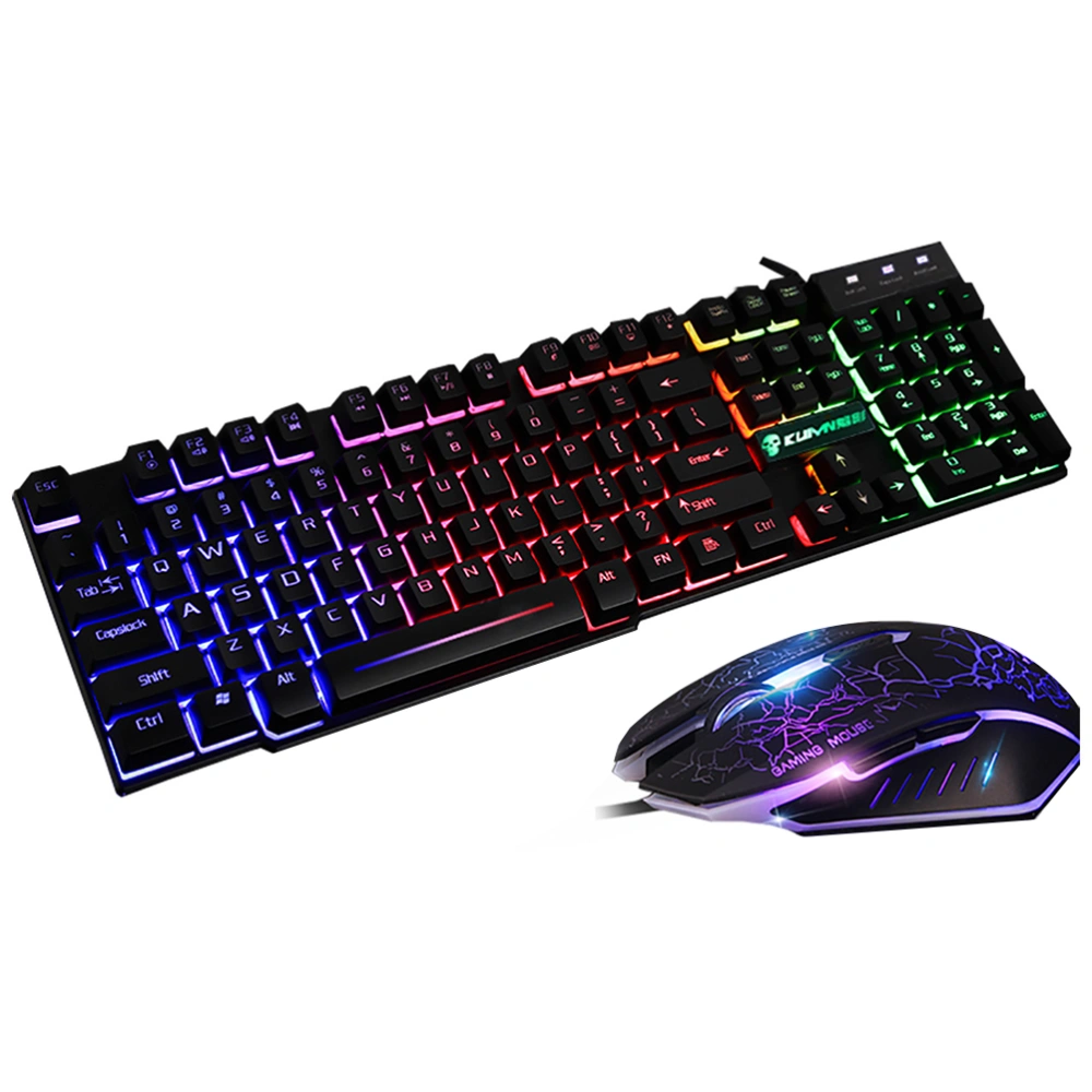 1 Set Keyboard and Mouse Wired Keyboard Mouse Backlight Keyboard Mouse Game Keyboard Mouse for Computer (Black)