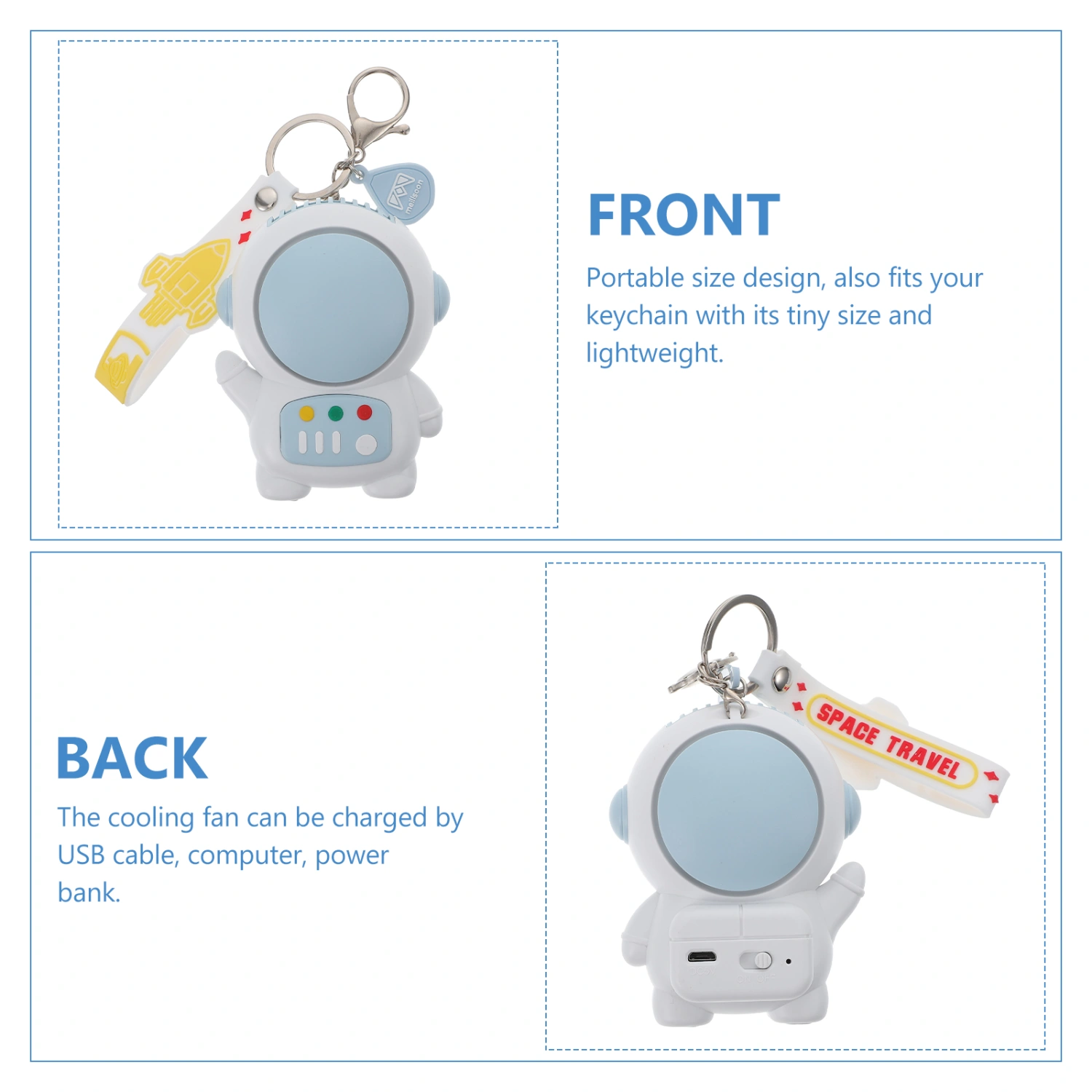 Summer Portable Mini Fan Handheld Mini Fan USB Charging Fan Key Chain Fan