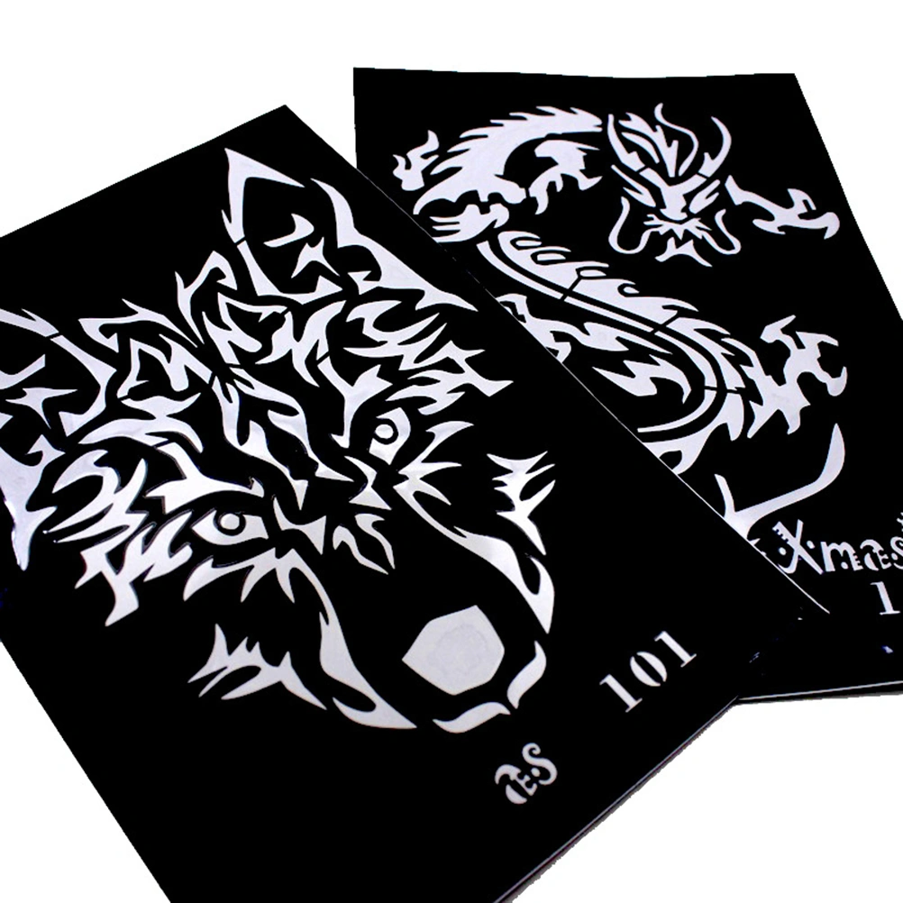 4pcs Hollow-out Stencils Cool Dragon Wolf Tiger Tatoo DIY Templates for Women Men