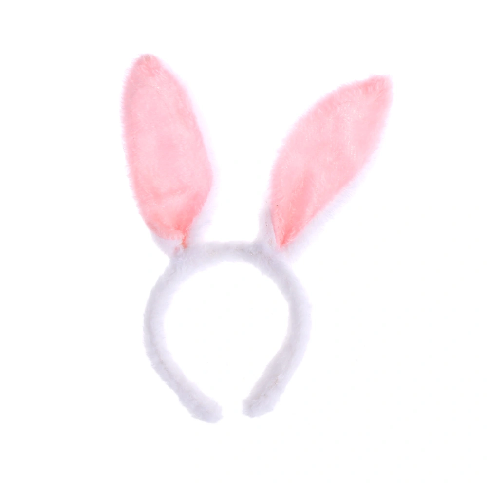 Plush Bunny Ears Hairbands Bunny Headband Bunny Ears Hairbands (White and Pink)