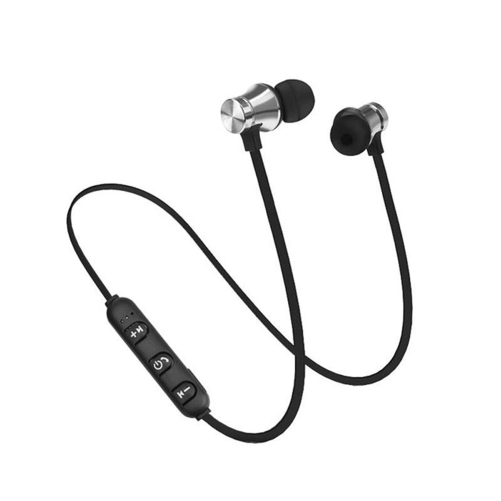 4.1 Headset Handsfree Wireless Earbuds Earphones Noise Canceling Stereo In Ear Bass Magnet Absorption Headphones (Silver)
