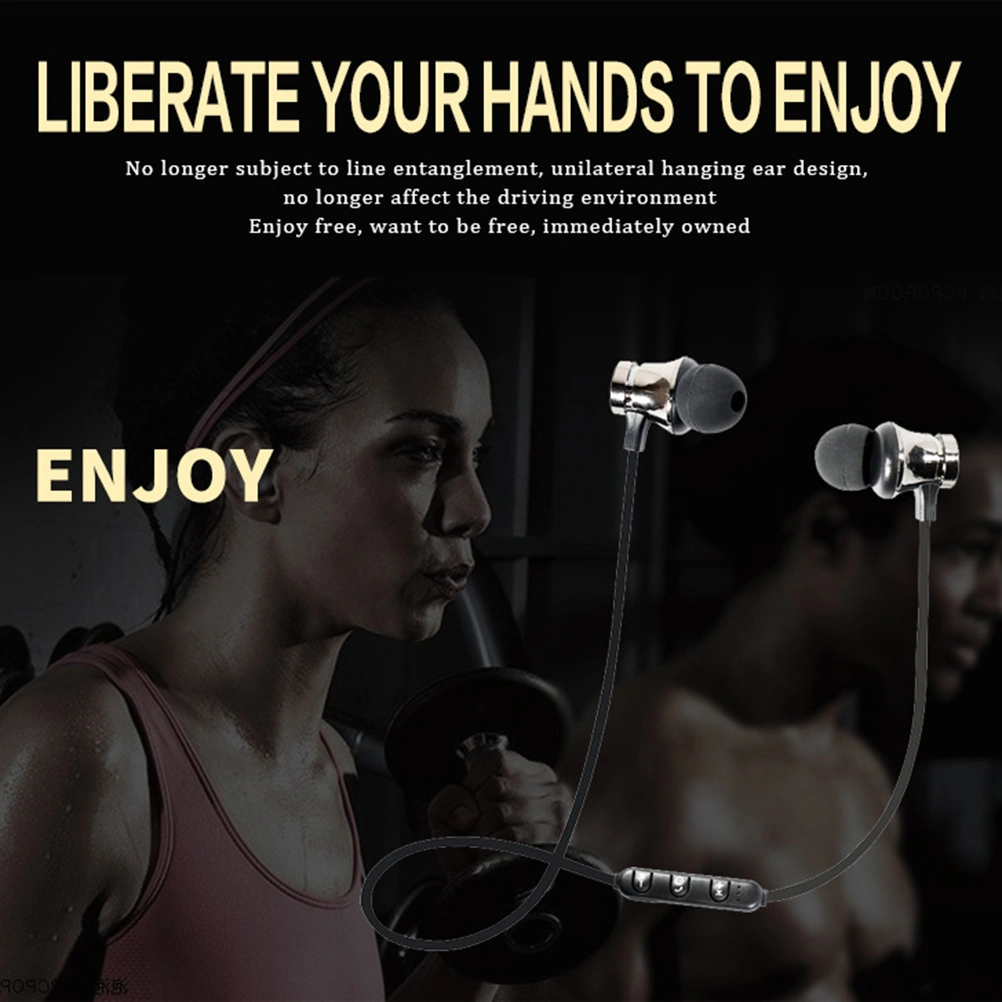 4.1 Headset Handsfree Wireless Earbuds Earphones Noise Canceling Stereo In Ear Bass Magnet Absorption Headphones (Silver)