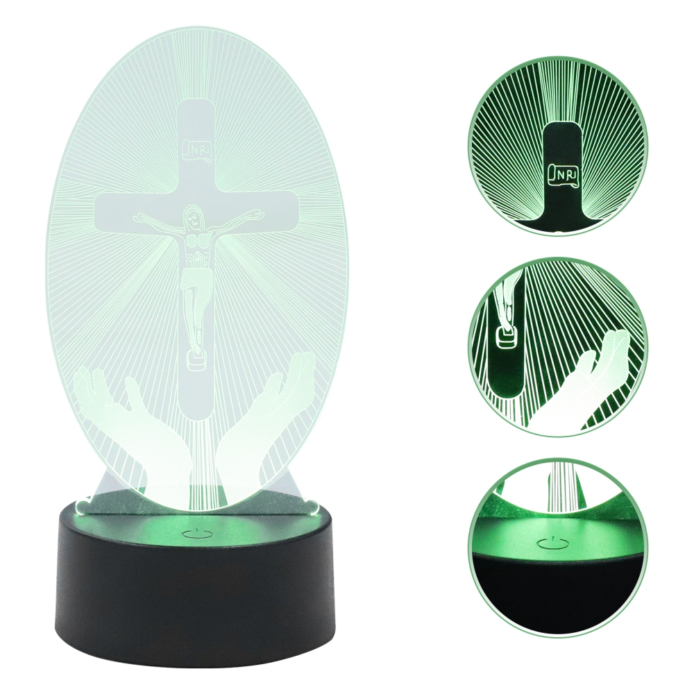 Acrylic Jesus Cross Night Light Desktop Night Lamp 3D Visualization Night Light