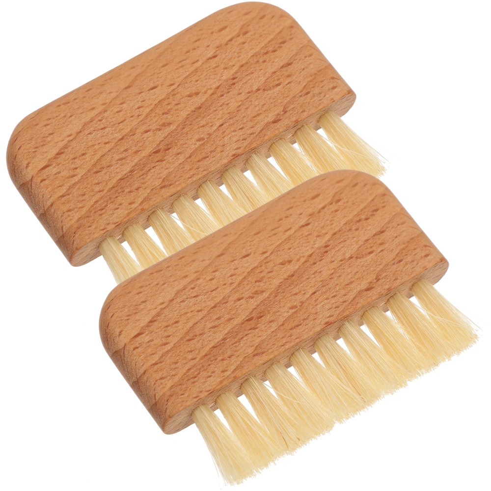 2pcs Wood Handle Nail Brushes Fingernail Cleaning Brushes Manicure Supplies