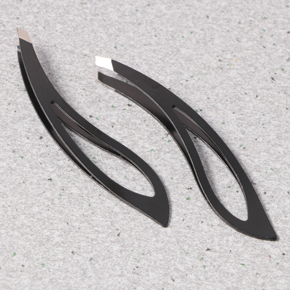 2pcs Stainless Steel Eyebrow Clip Eyebrow Tweezers Eyebrow Tool Slant Tip for Men and Women (Black)