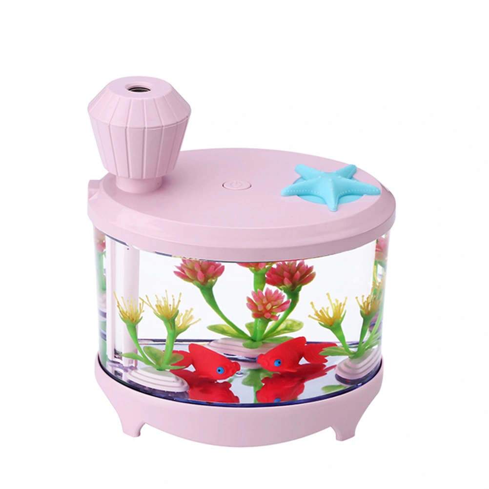 Mini Humidifier Night Light Air Fresher USB Fish Tank Ultrasonic Atomization Aroma Diffuser Random Location Of Accessories(Pink)