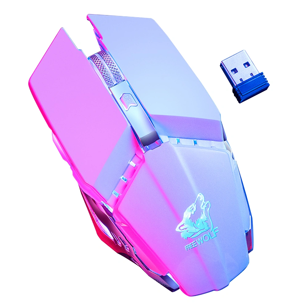 1pc Wireless Mouse USB Rechargeable Luminous Mechanical Game Mouse Usb Optical Mice (White)