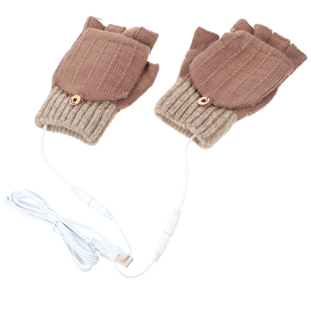 1 Pair of Half-finger Thermal Mitts Winter USB Thermal Gloves Electric Warm Gloves Thermal Mitts