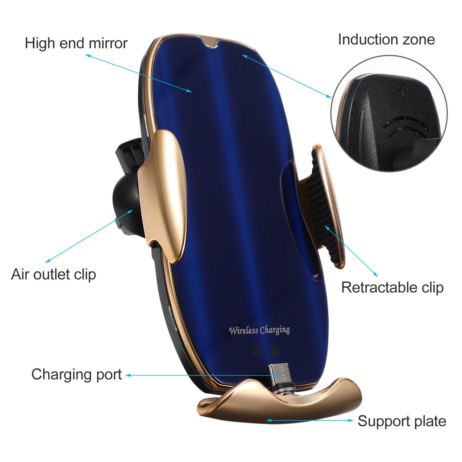 1 Set Car Mounted Wireless Charging Phone Bracket Practical Car Phone Holder