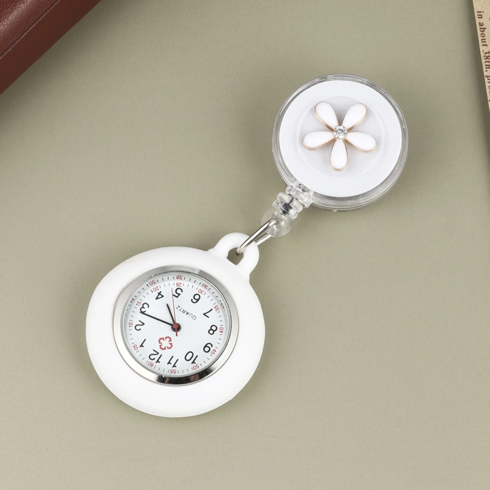 2PCS Extension-type Pocket Watches Floral Hanging Watch Mini Quartz Watch Festival Gift for Nurse Doctor Pattern 3