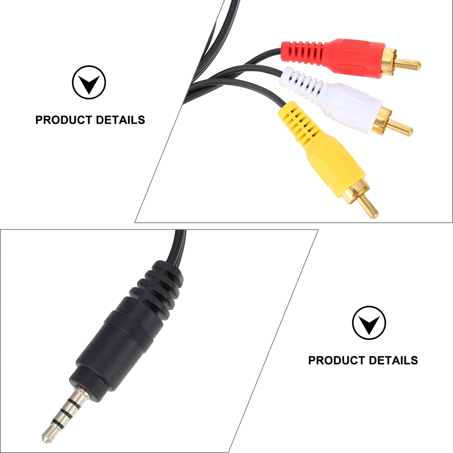 2pcs RCA Cable 3.5mm to 3 RCA Stereo AUX Cord Audio Video Output Cable Supply