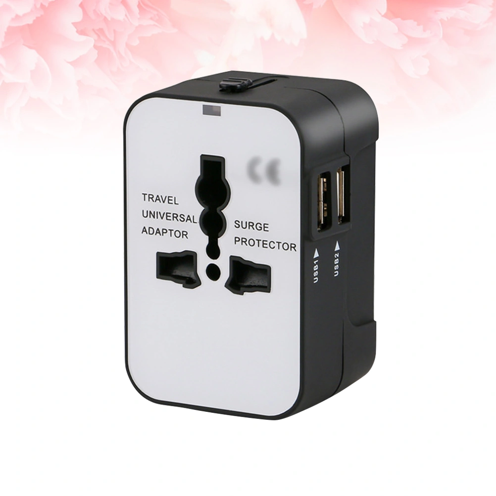 Travel Adapter Worldwide All in One Universal Power Converter AC Power Plug Adapter Power Plug Wall Charger with Dual USB Charging Ports for Charging EU US UK AU Cell Phone Computers (Black)