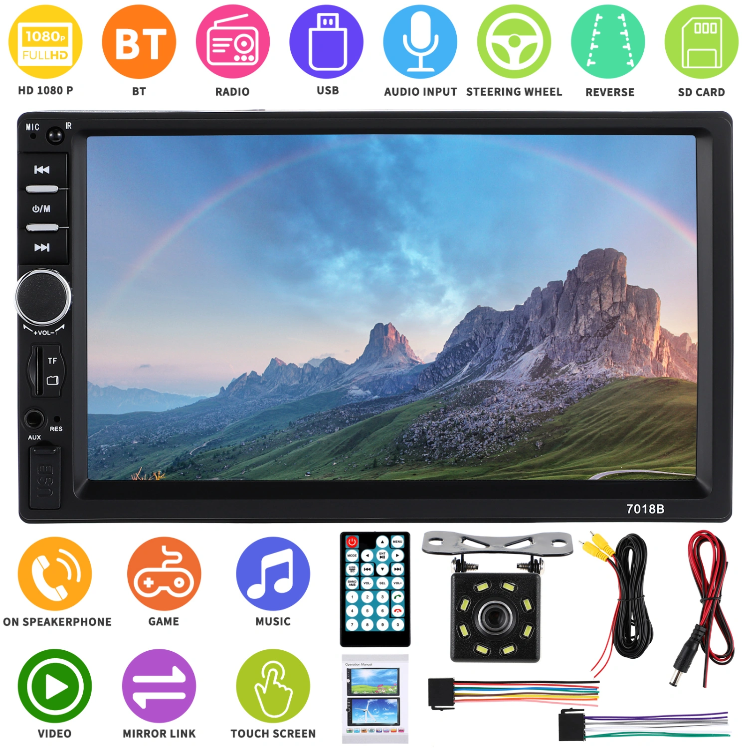 7 Inch Video and Audio Player FM Transmitter Stereo MP5 Player for Car