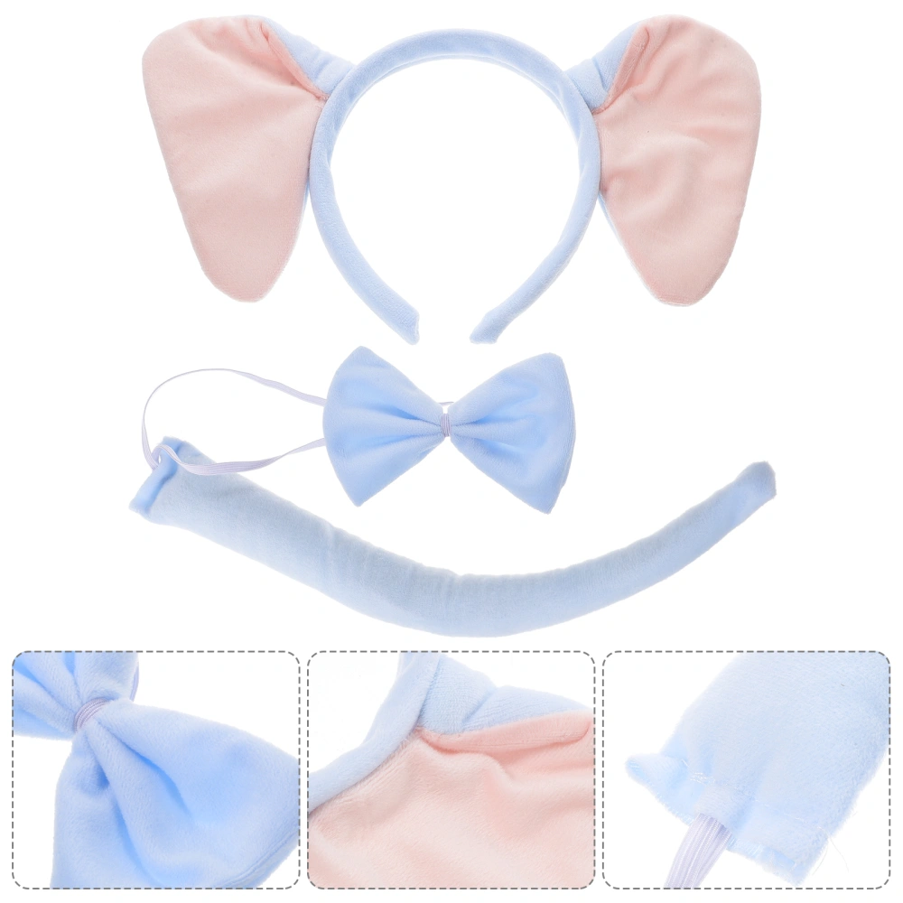 1 Set Animals Costume Prop Set Elephant Ear Headband Bow Tie and Tail Dress Up Accessories