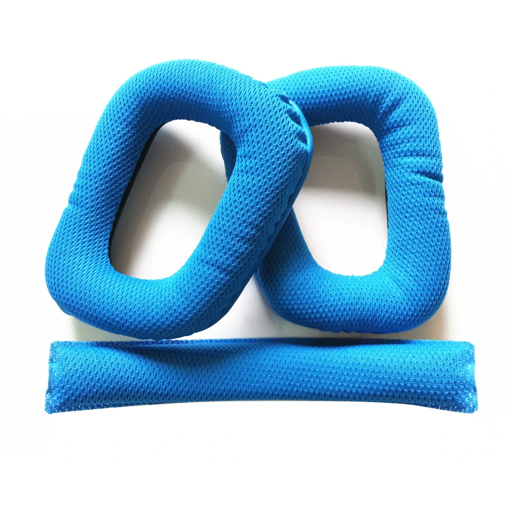 A Pair of Replacement Ear Pads Ear Cushions & One Headband Cushion Pad for G430 G930 Headphones (Blue)