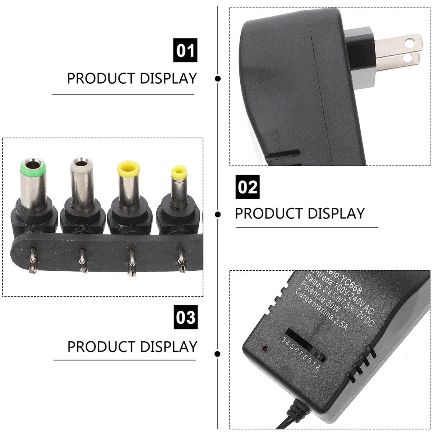 1 Set Universal Power Adapter Adjustable Charger Power Supply for Laptop US Plug