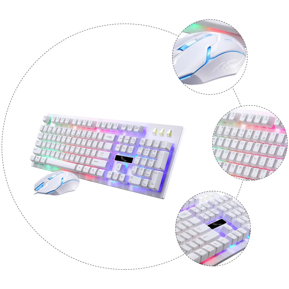 1 Set Wired USB Game Suspension Keyboard Mouse Set Mechanical Mouse Keyboard Kit