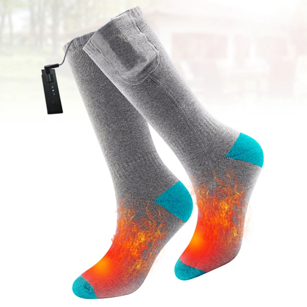 1 Pair of Unisex Rechargeable Heating Stockings Hand Washable Cotton Socks Thicken Footwear for Skiing Walking Traveling