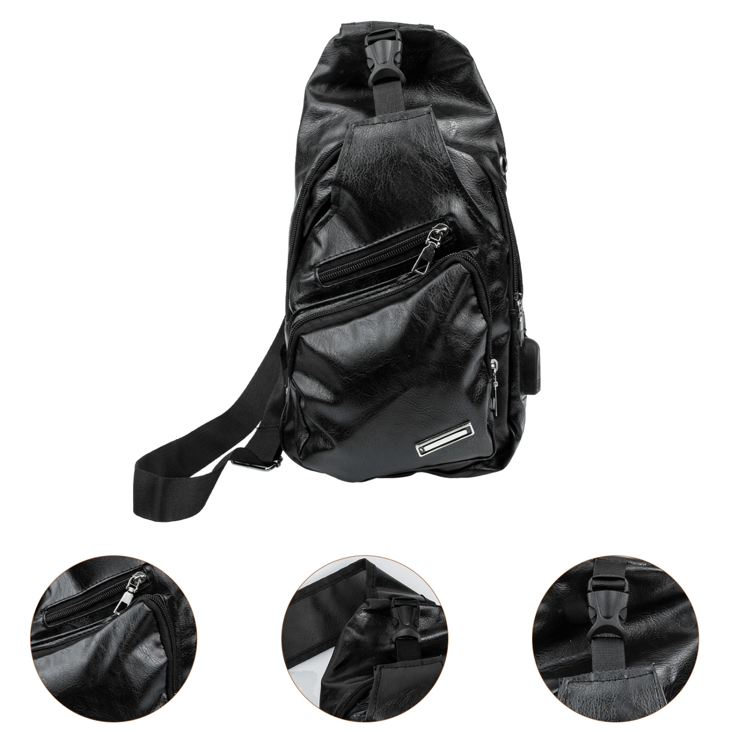 Convenient Crossbody Bag Phone Pouch Multipurpose Chest Bag for Outdoor (Black)