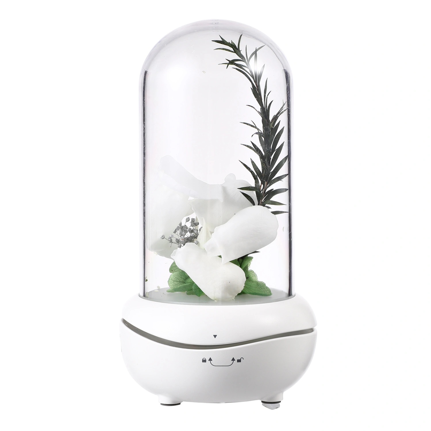 USB Charging Aroma Diffuser Eternal Flower Design LED Humidifier Purifier Night Light Aromatherapy Diffuser for Home Decoration( White Rose)