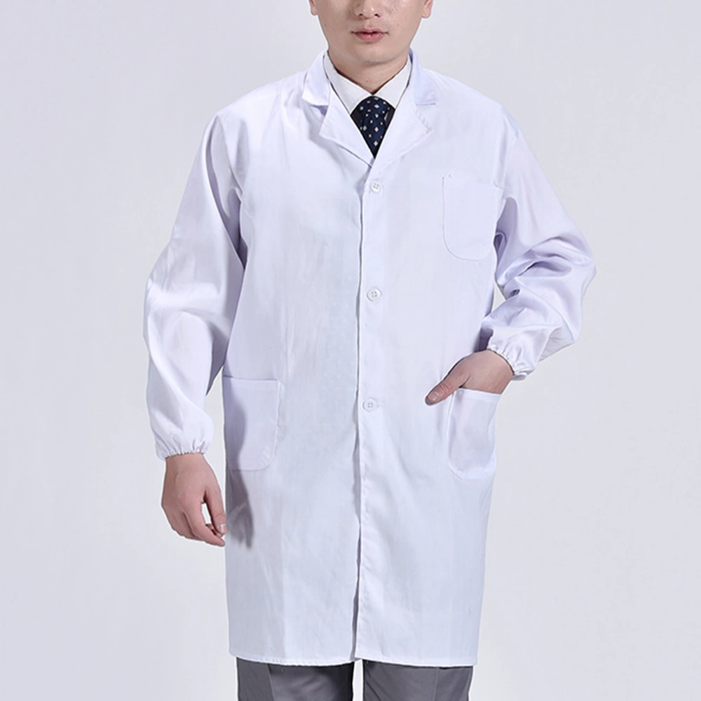 Doctor Work Clothes Dirty Proof Protective Clothing Nurse Doctor's Overall for Woman Man (White Long Sleeve Thin Pattern S)