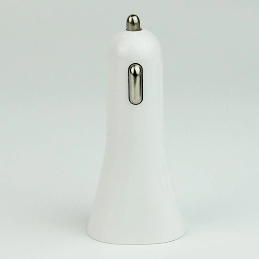 12V 24V Dual USB Socket Multi Function Trumpet Design Car Phone Charger One For Two Car Charger (White)