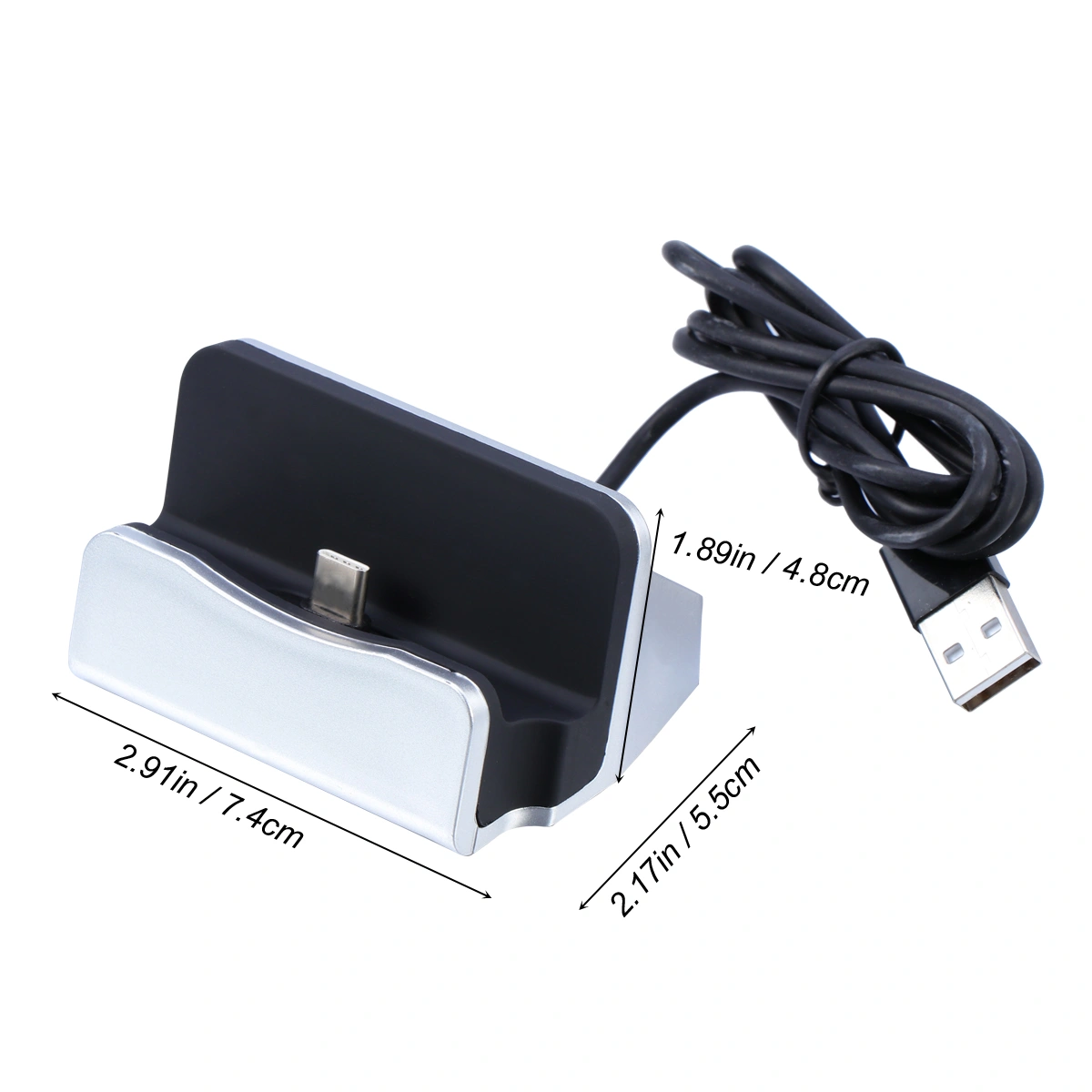 USB Type-C Desktop Charger Fast Charge and Sync Charging Cradle Docking Station Stand for OnePlus 5/ Microsoft Lumia 950 XL/ Galaxy S8/ LG G5/ HTC 10/ Pixel XL and Other Type-C Devices (Silver)