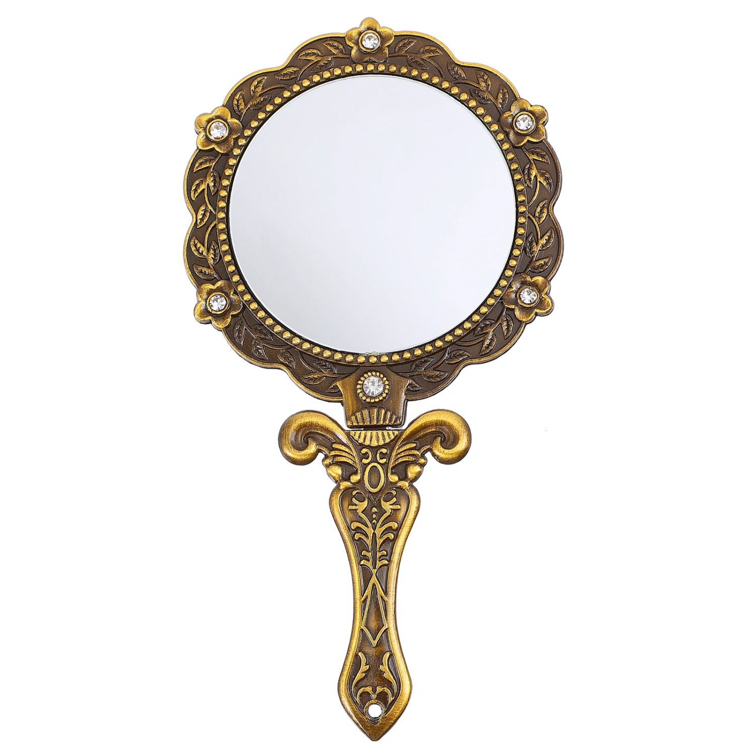 Crystal Mirror Handheld Cosmetic Mirror Portable Vanity Mirror Folding Mirror