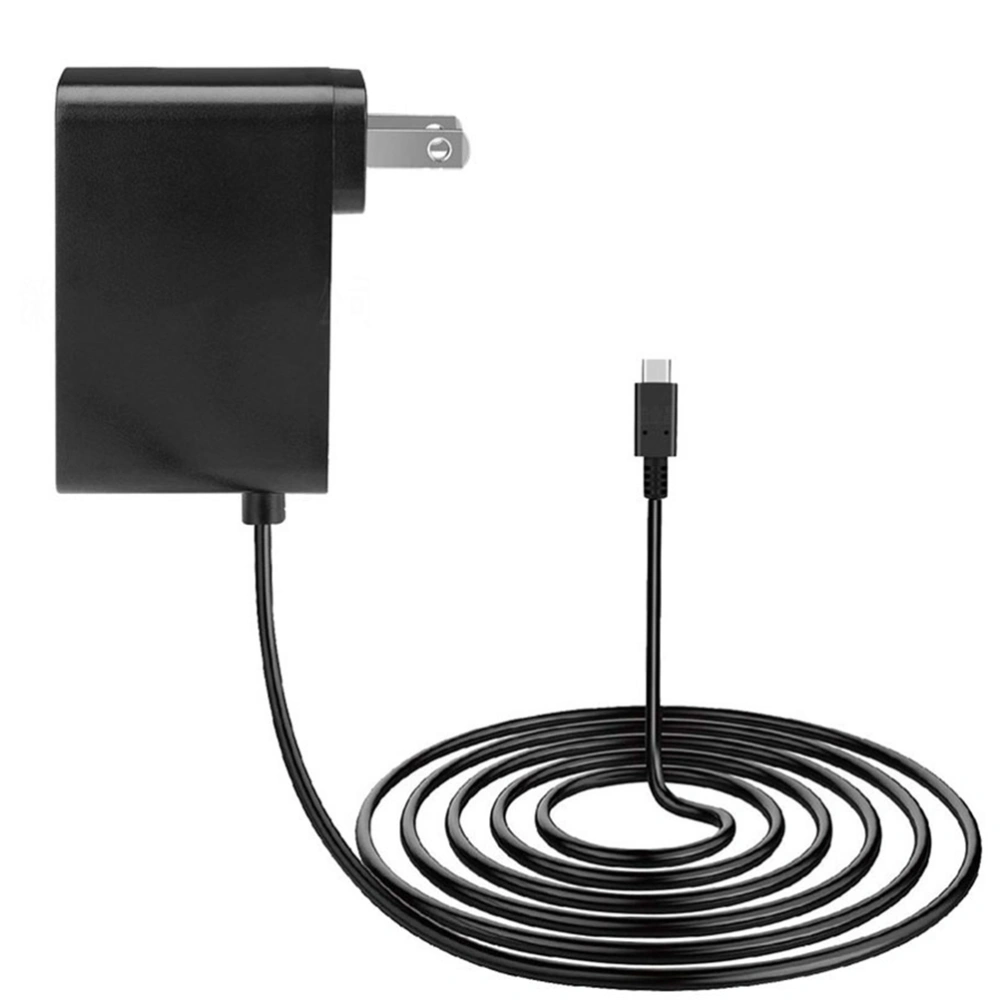 1.5m Type-C Cable Power Adapter Power Supply Power Charger Compatible for Switch with US Plug (Black)