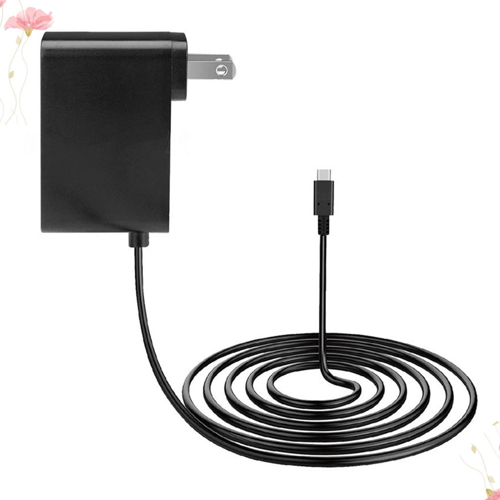 1.5m Type-C Cable Power Adapter Power Supply Power Charger Compatible for Switch with US Plug (Black)