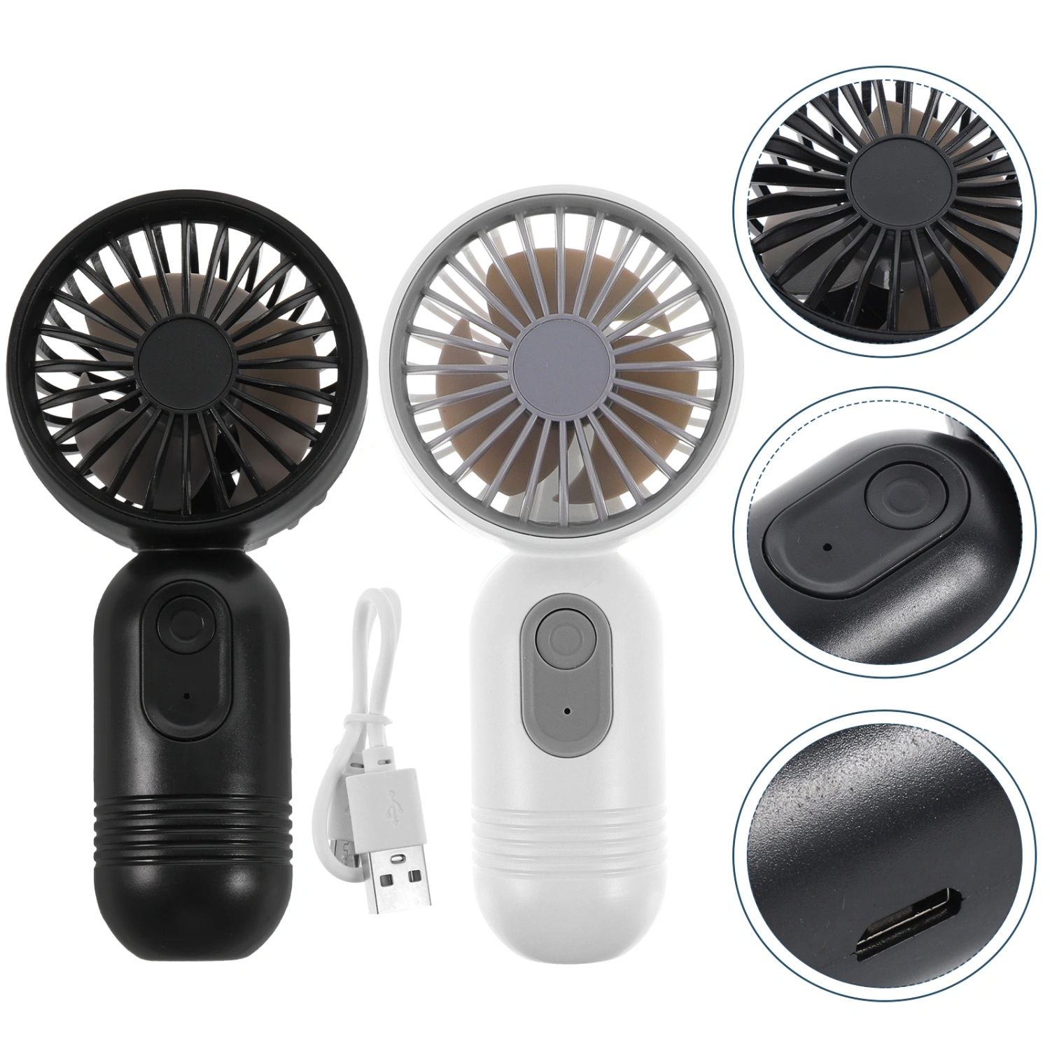 2pcs Mini USB Charging Handheld Fans Portable Fan Summer Cooling Fan Travel Fan