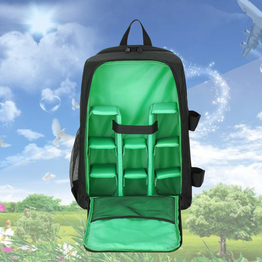 Multi-functional Backpack Camera Laptop Bag with Waterproof Cover for Outdoor (Green)