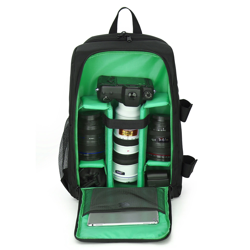 Multi-functional Backpack Camera Laptop Bag with Waterproof Cover for Outdoor (Green)