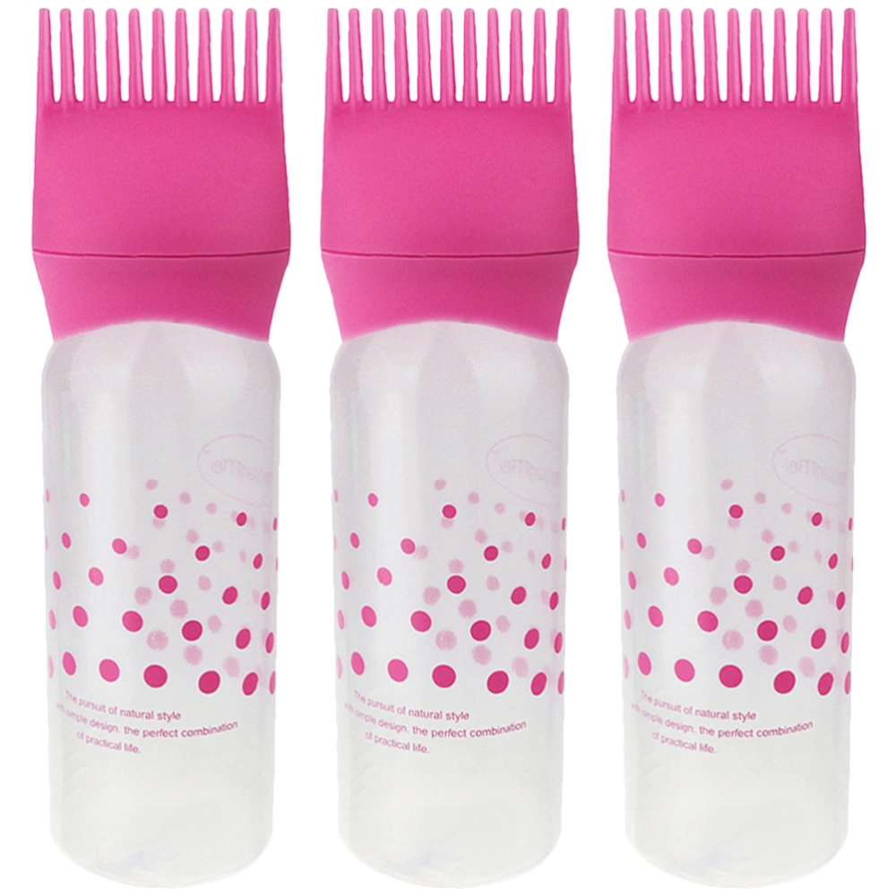 3pcs Root Comb Applicator Bottles with Scale Hair Coloring Dying Applicator Bottle