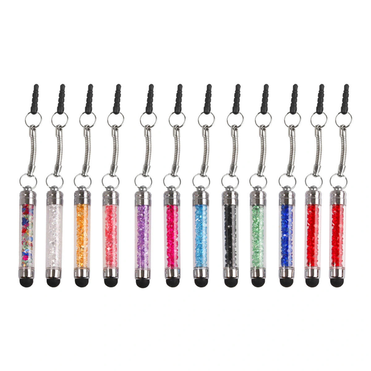 12pcs Universal Crystal Capacitive Stylus Domed Tip Touch Pen Handwriting Capacitive Pens for Phone Tablet (Mixed Colors)